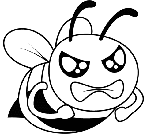 Angry Bee Coloring Page